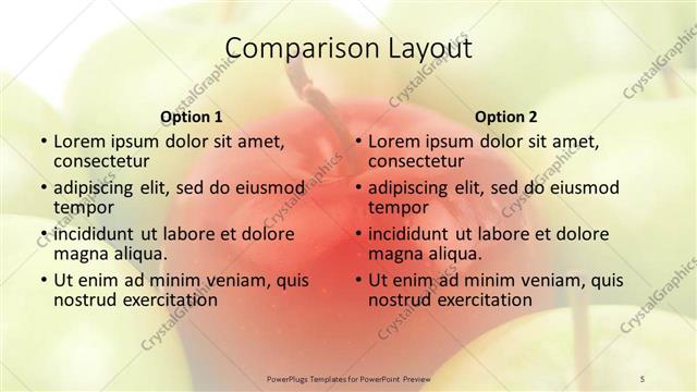 Comparison presentation slide layout