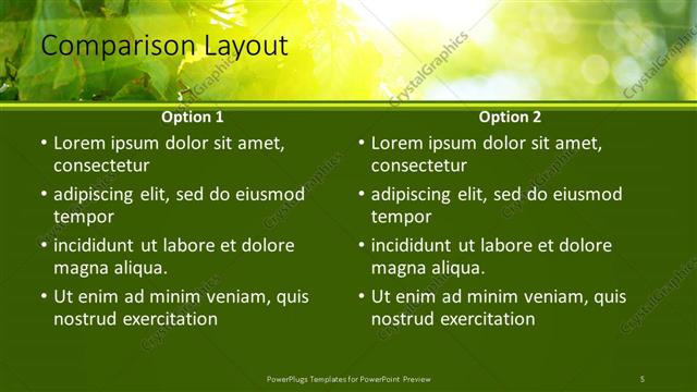 Comparison presentation slide layout