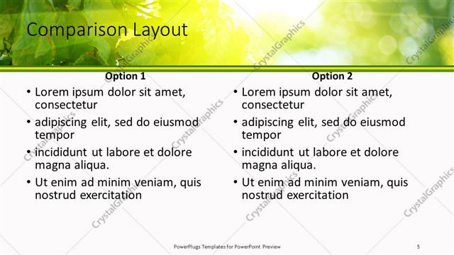 Comparison presentation slide layout
