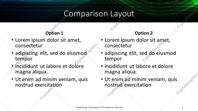 Comparison presentation slide layout