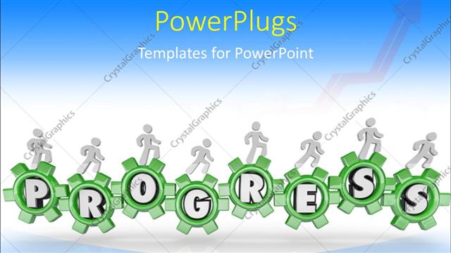  Presentation with walk - A number of greenish gears with bluish background