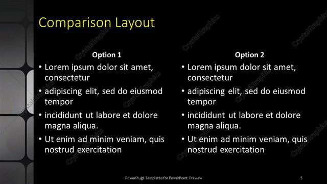 Comparison presentation slide layout