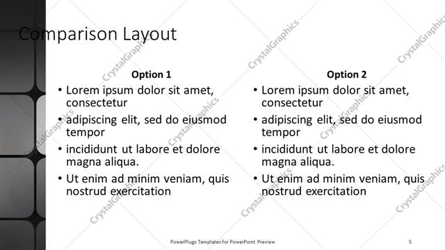 Comparison presentation slide layout