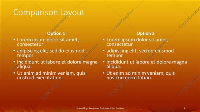 Comparison presentation slide layout