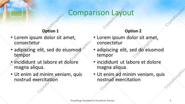 Comparison presentation slide layout