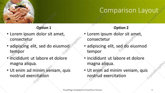 Comparison presentation slide layout