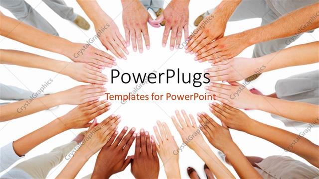  Presentation with circle - A number of hands together in a circle with white background