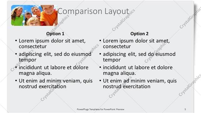 Comparison presentation slide layout