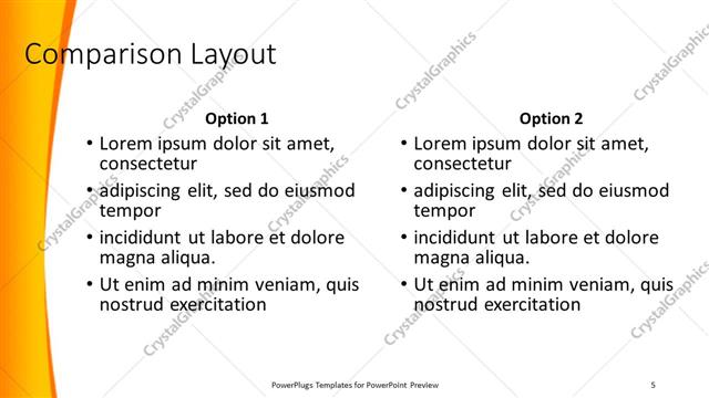 Comparison presentation slide layout