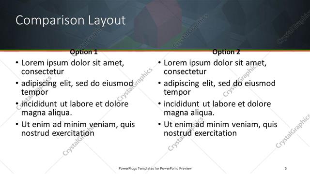 Comparison presentation slide layout