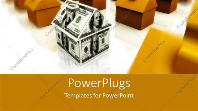  Presentation with construction - A number of houses with one made of dollar notes