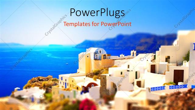  Presentation with paradise - A number of houses with a sea and mountains in the background