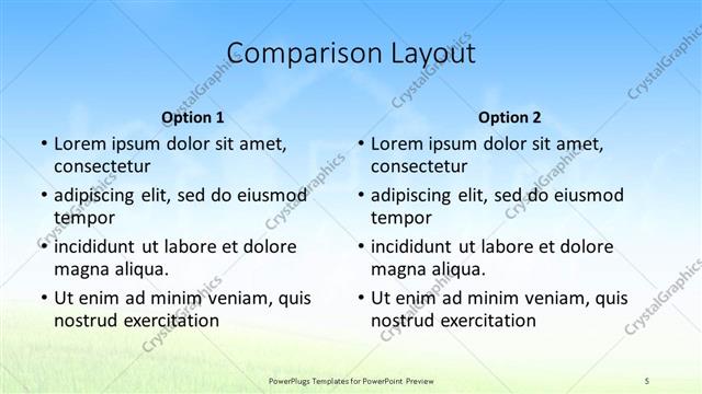 Comparison presentation slide layout
