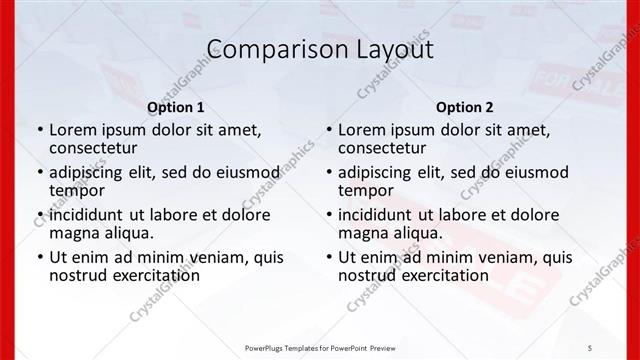 Comparison presentation slide layout