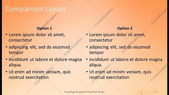 Comparison presentation slide layout