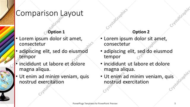 Comparison presentation slide layout
