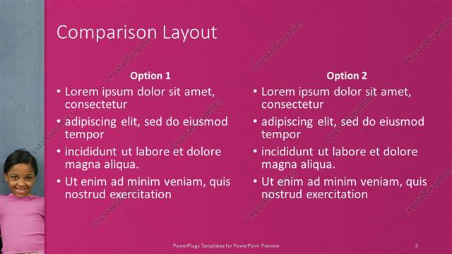 Comparison presentation slide layout
