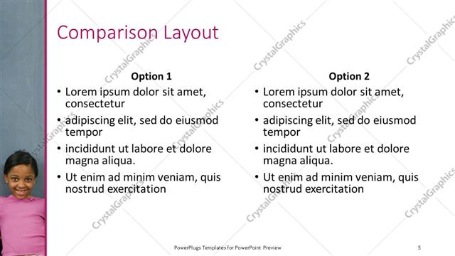 Comparison presentation slide layout
