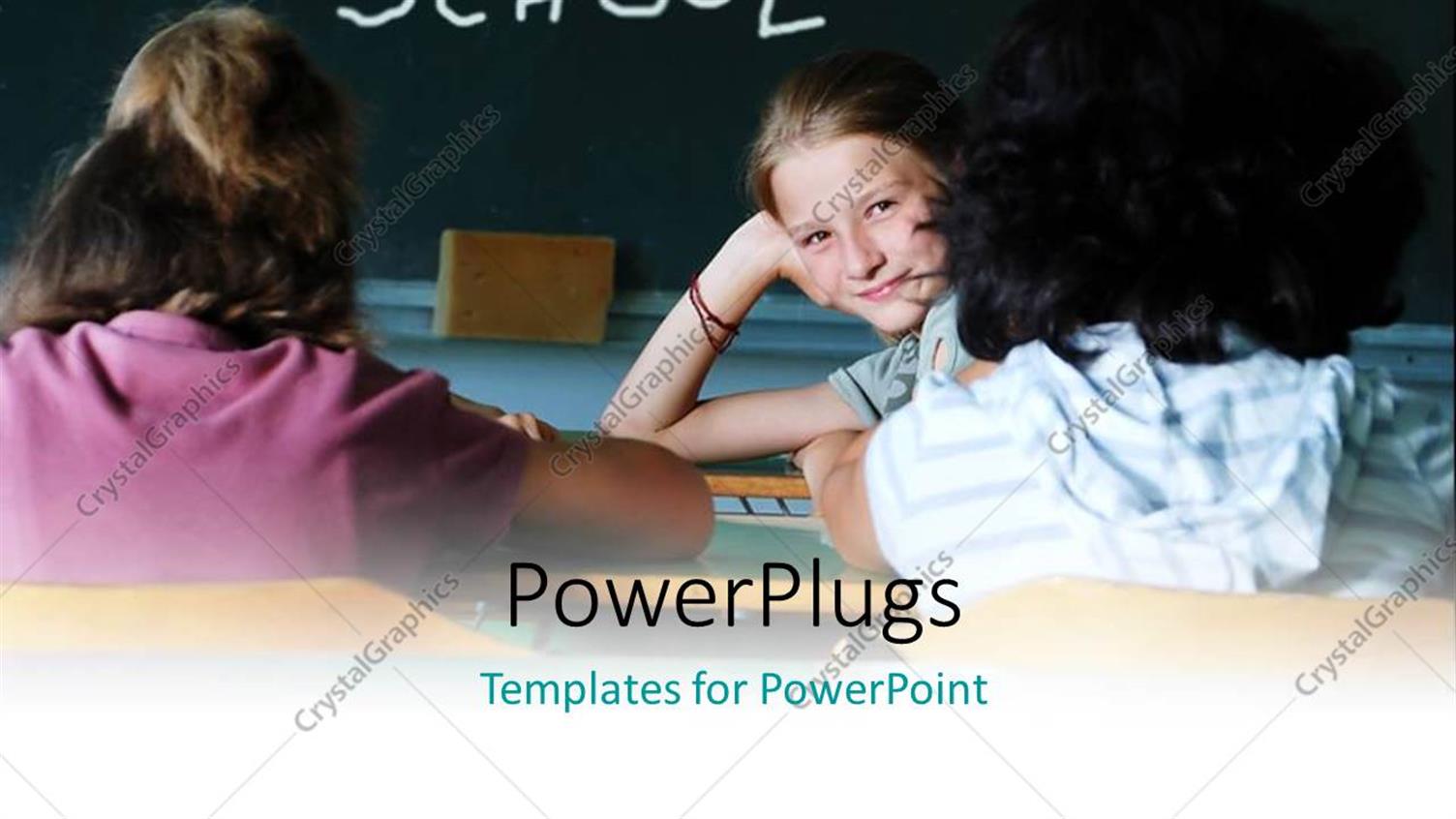 Featuring a Number of Kids in the Classroom with Blackboard in the Background