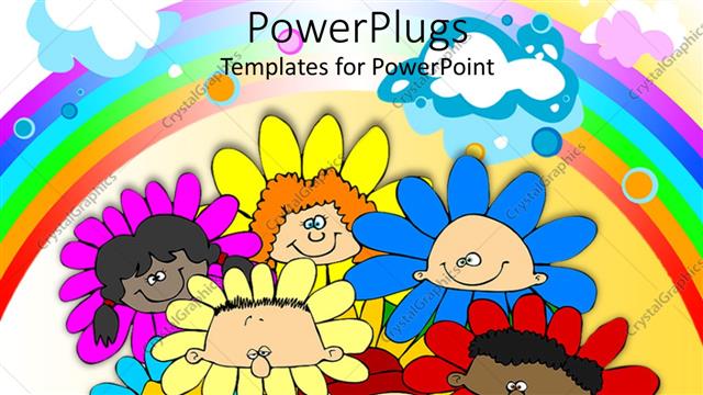  Presentation with united - A number of kids in the form of flowers