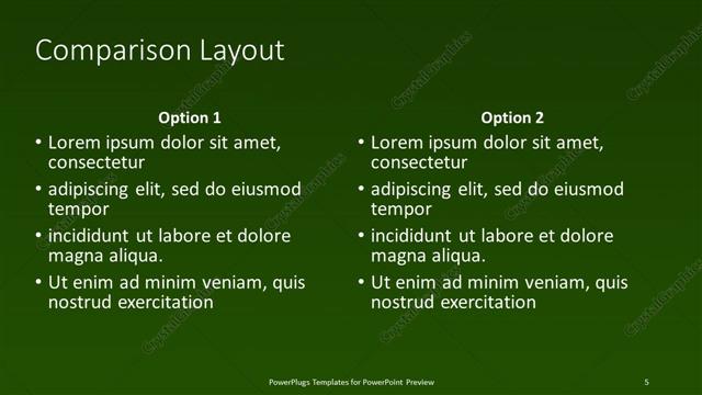 Comparison presentation slide layout