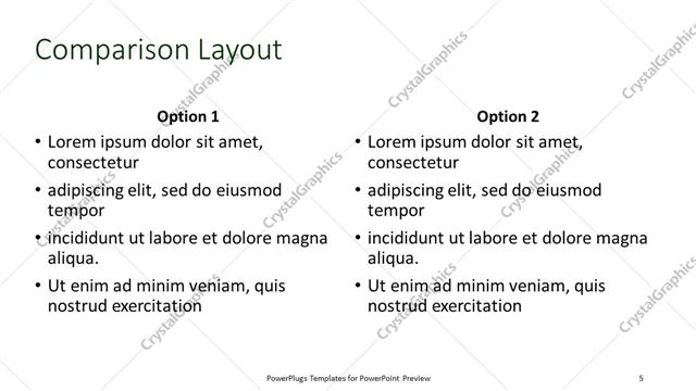 Comparison presentation slide layout