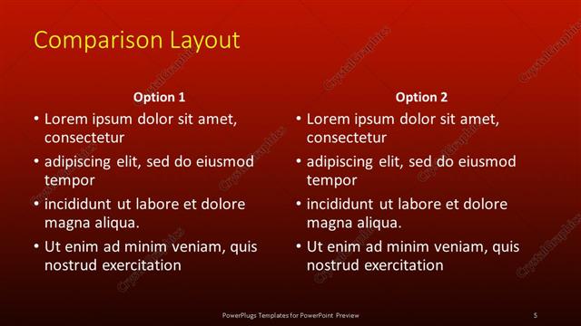 Comparison presentation slide layout
