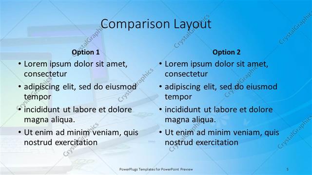 Comparison presentation slide layout