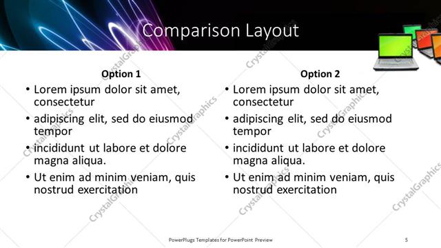 Comparison presentation slide layout