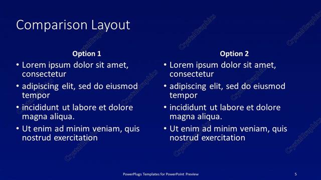 Comparison presentation slide layout