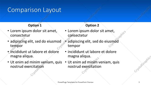 Comparison presentation slide layout