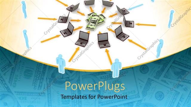  Presentation with money - A number of laptops with dollars in between them