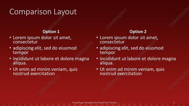 Comparison presentation slide layout