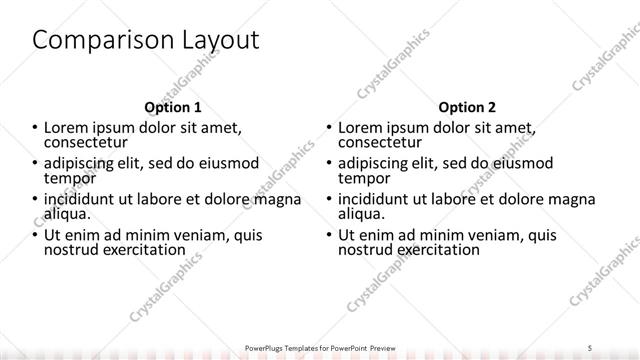 Comparison presentation slide layout