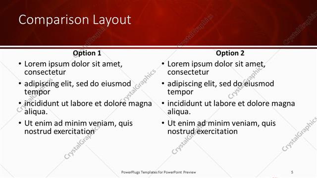 Comparison presentation slide layout