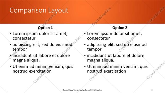 Comparison presentation slide layout