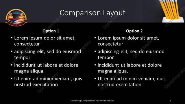 Comparison presentation slide layout