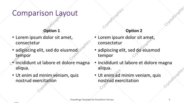 Comparison presentation slide layout