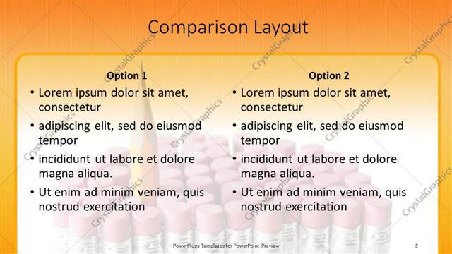 Comparison presentation slide layout