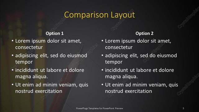 Comparison presentation slide layout