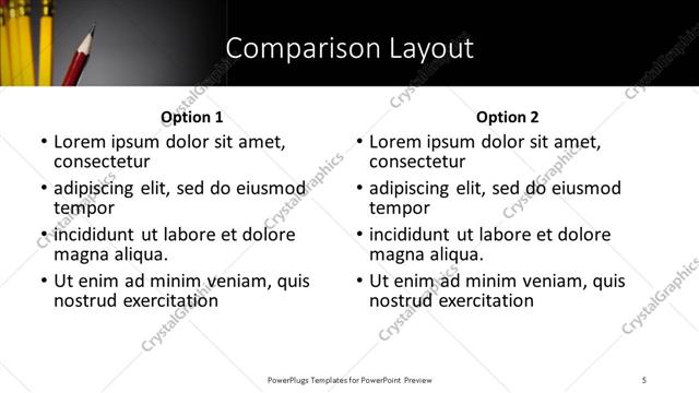 Comparison presentation slide layout