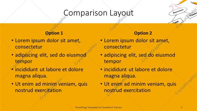 Comparison presentation slide layout
