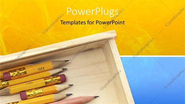  Presentation with lead - A number of lead pencils with yellow and blue background