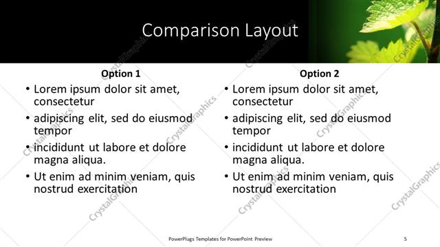 Comparison presentation slide layout
