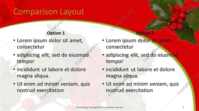 Comparison presentation slide layout