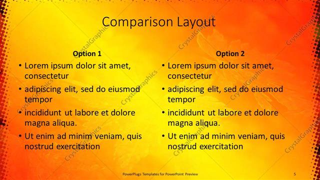 Comparison presentation slide layout