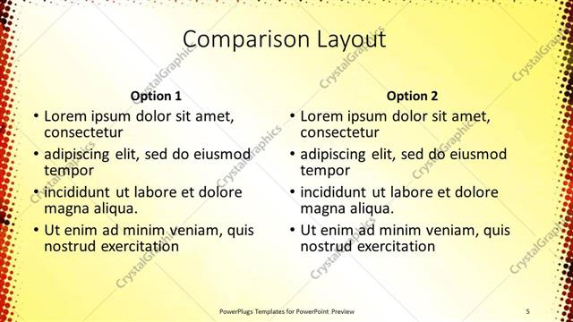 Comparison presentation slide layout