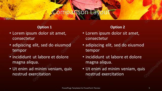 Comparison presentation slide layout