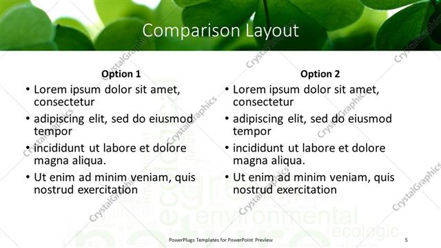 Comparison presentation slide layout