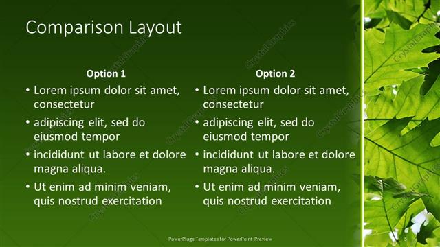 Comparison presentation slide layout